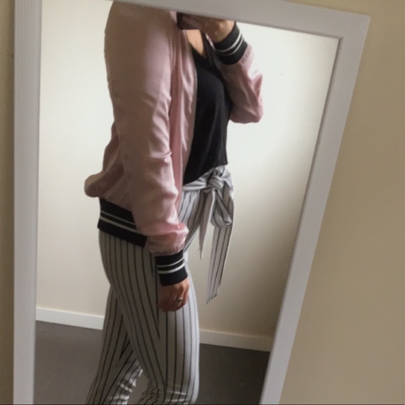 Pink silk , zip up bomber jacket - Picture 2 of 3